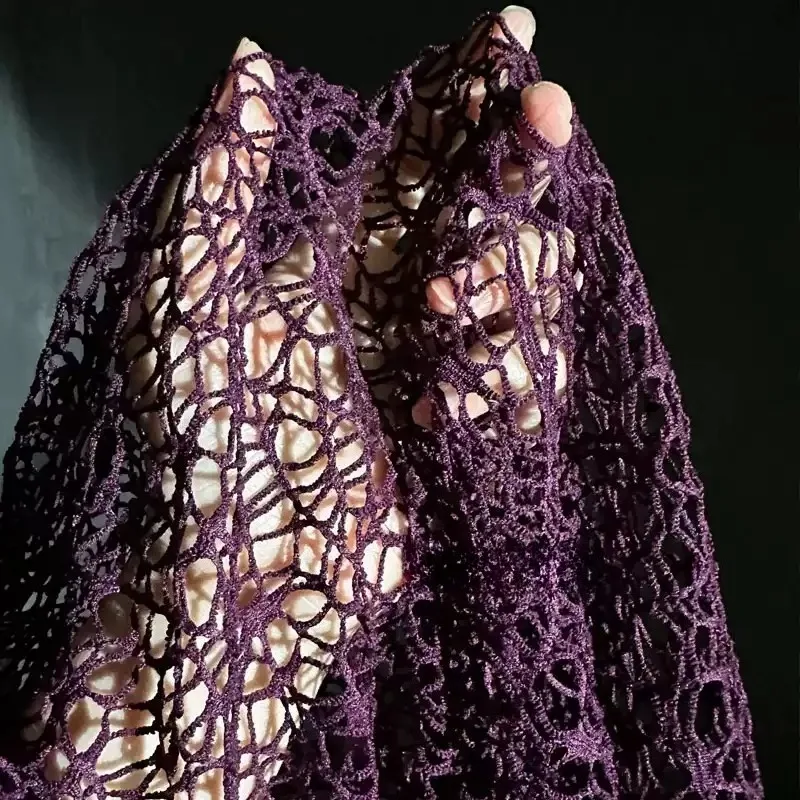 Irregular Woven Hollow Lace Mesh Fabric Sheer Net Cloth for Fashion Designer Clothing DIY Sewing Material Multi-Color