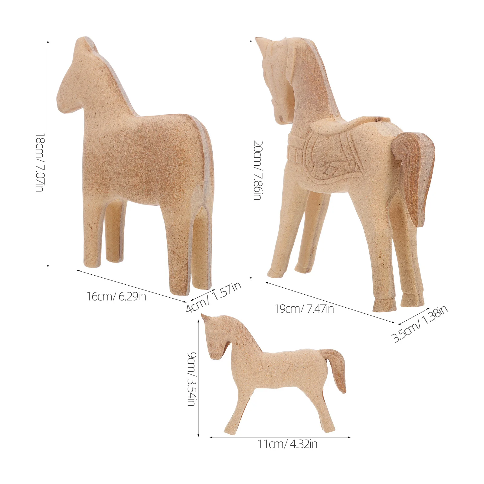 3 pçs recortes de cavalo de madeira natural para pintura artesanal madeira animal artesanato fazenda temático projeto de arte decorativa crianças adolescentes