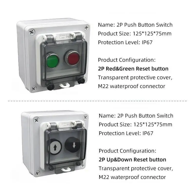 Interruttore a pulsante Impermeabile IP67 Scatola esterna Reset / Arresto di emergenza / Distribuzione di controllo della manopola Funzionamento manuale 10A