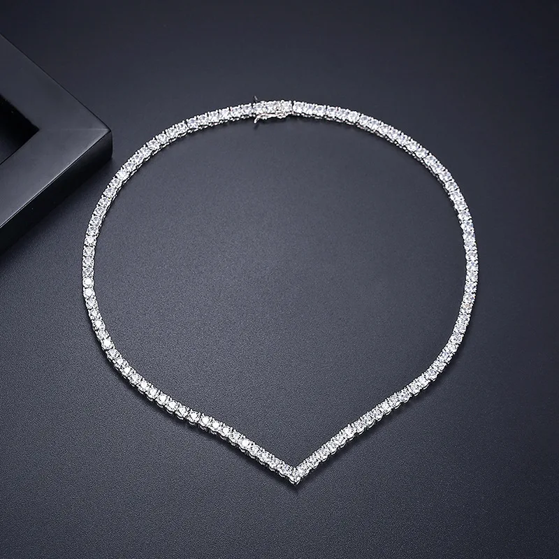 

Handmade Lovers Necklace Lab Diamond Stone White Gold Filled Chorker Pendant Necklaces for Women Bridal Party Wedding Jewelry