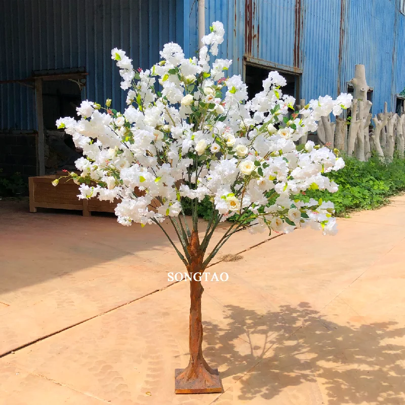 custom.songtao hot selling artificial cherry blossom trees 1.5m Height Plants  pink artificial cherry wedding decorati