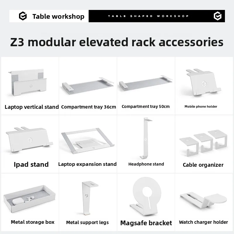 Z3 Modular Drawer White Desk Organizer for Phone Holder Earphone Stand Tablet Storage Shelf | Ergonomic Desktop Accessories