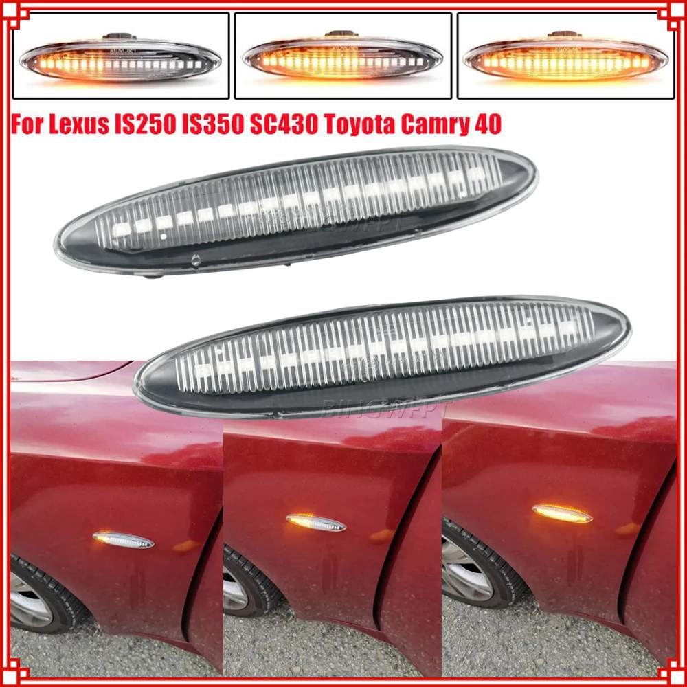 Dynamic Led Side Marker Turn Signal Lights Indicator Lamps For Lexus IS250 IS350 Toyota MARK X REIZ CROWN UZZ40 Highlander Camry
