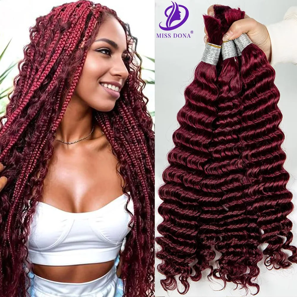 Color Deep Wave Bulk Human Hair for Braiding No Weft Virgin Hair Curly Human Hair Extensions for Boho Braids