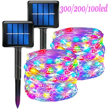 8 modos led luz solar ao ar livre lâmpada luzes da corda para festa de natal do feriado à prova dwaterproof água luzes de fadas jardim guirlanda