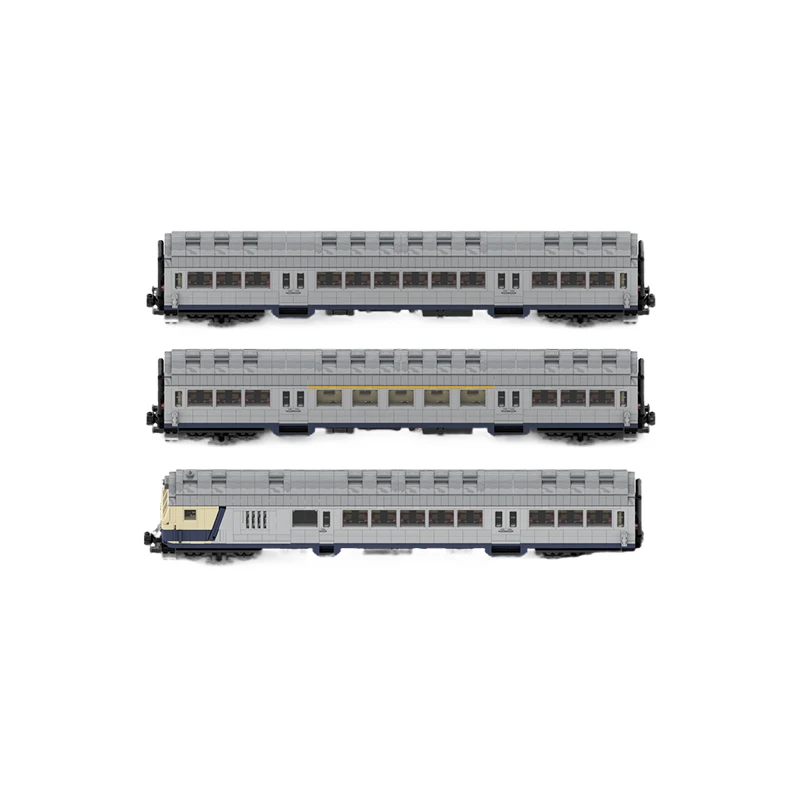 MOC 8 Wide European Railway Passenger Wagon DIY Assembly Bricks German Style Train Carriage Building Blocks Toy Gift For Adults