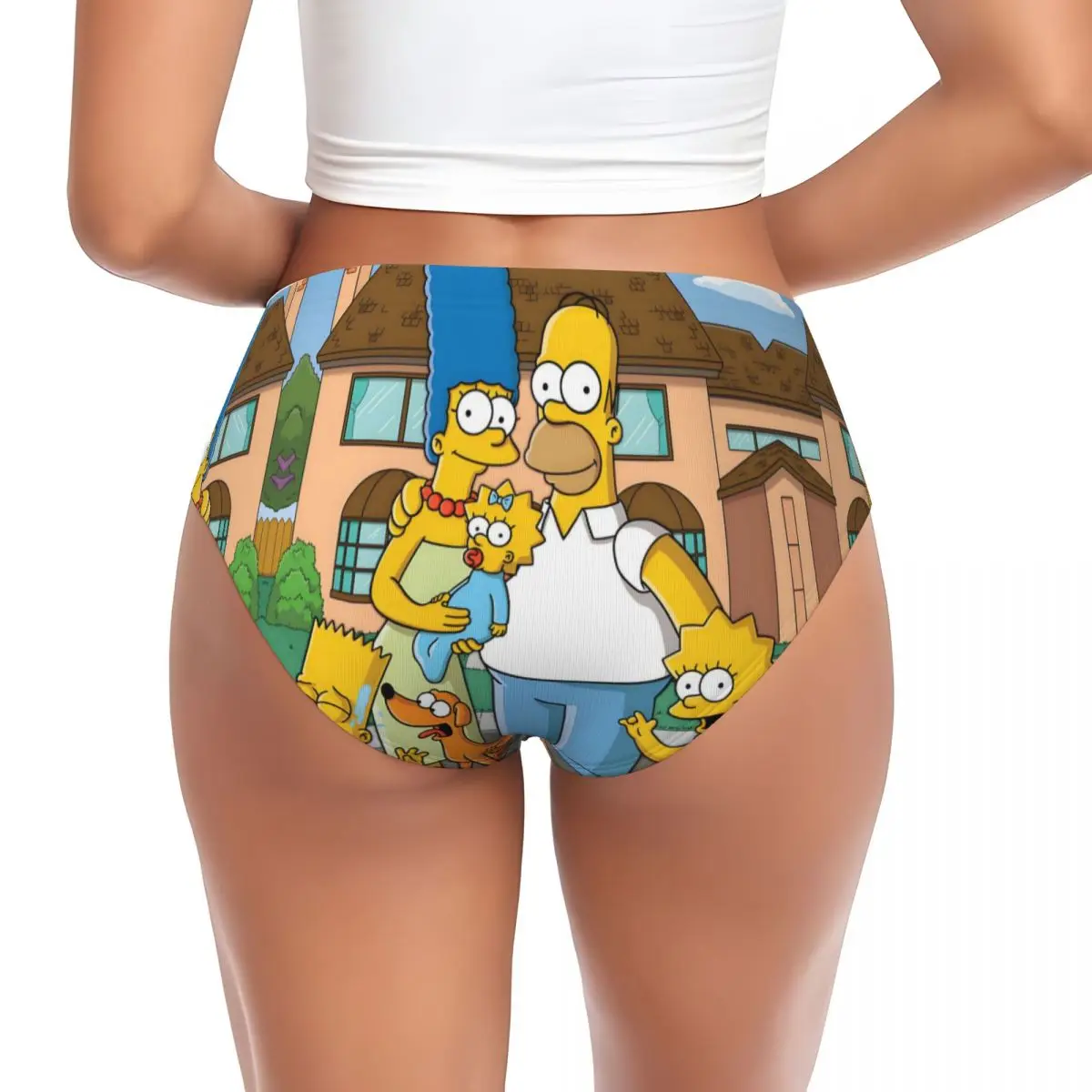 مخصص S-Simpsones الكرتون الأسرة مضحك سراويل قصيرة النساء تمتد الفيلم الملابس الداخلية