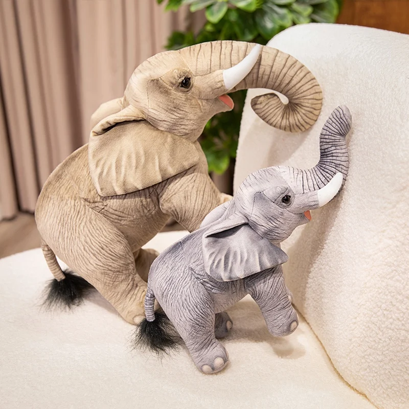 33/43CM Simulation Elephant Plush Doll Lifelike Stand Elephant Toy Cute Home Decoration Gifts