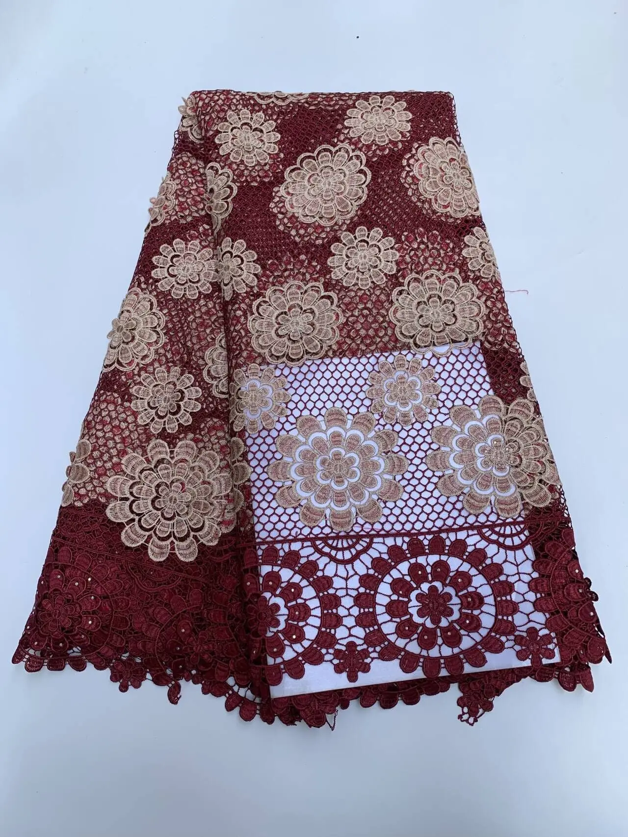 

Высококачественная нигерийская хлопковая ткань с пайетками и вышивкой, кружево, фатин для свадебных и праздничных платьев, шифон, 5 ярдов, TY003 (2026)