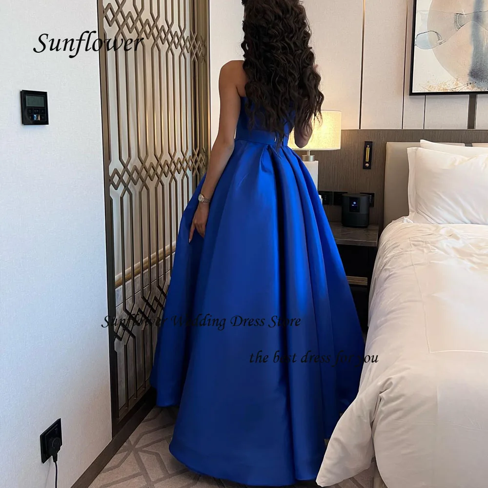 Sunflower Scalloped Sleeveless Evening Dress Saudi Arabia 2023 Slim Backless Satin A-LINE Prom dress Ankle-Length Party Dress