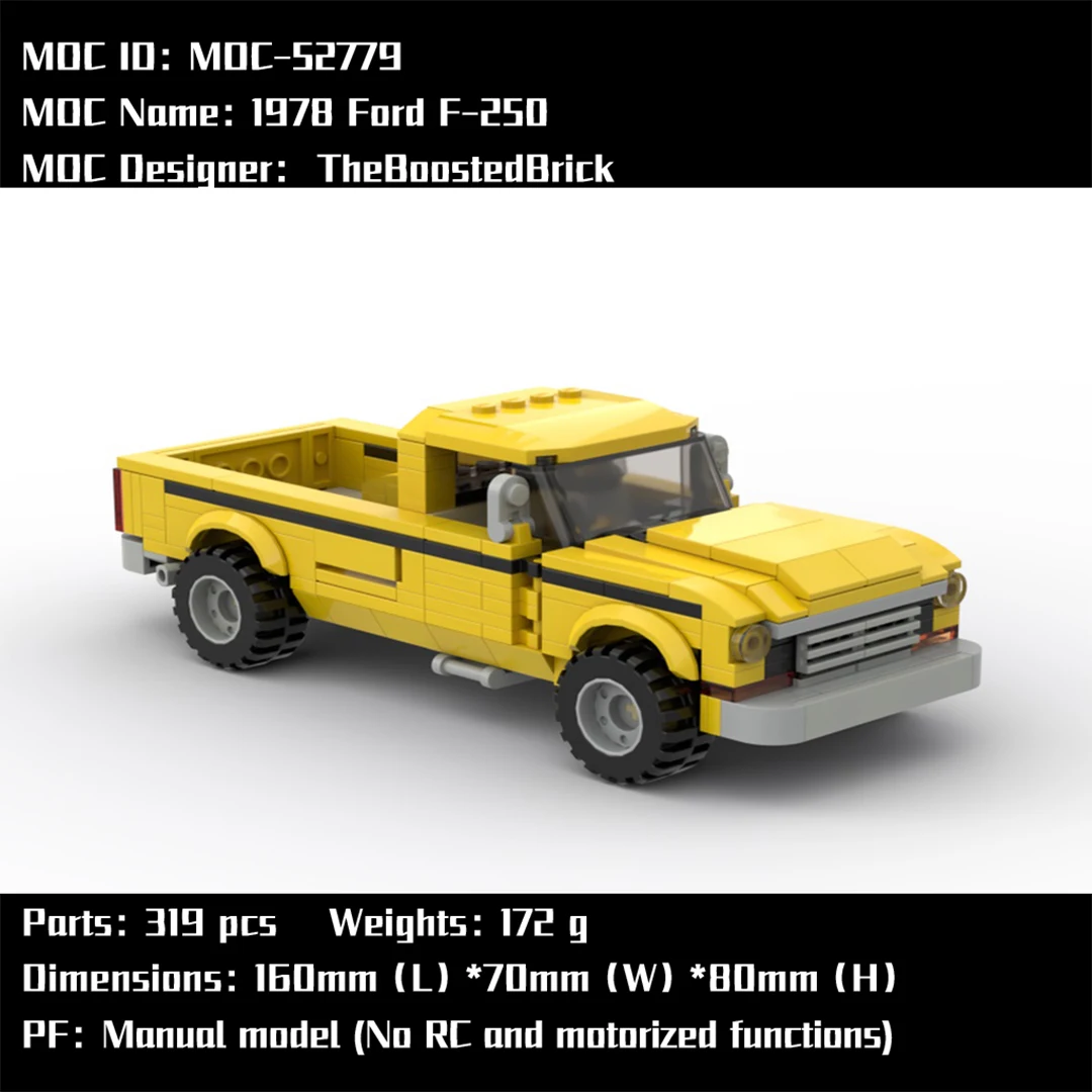 Ford F-250 Building Block para Crianças, DIY Technology Assembly, Desenho Eletrônico, High TechToys, Presentes de Natal, MOC-52779