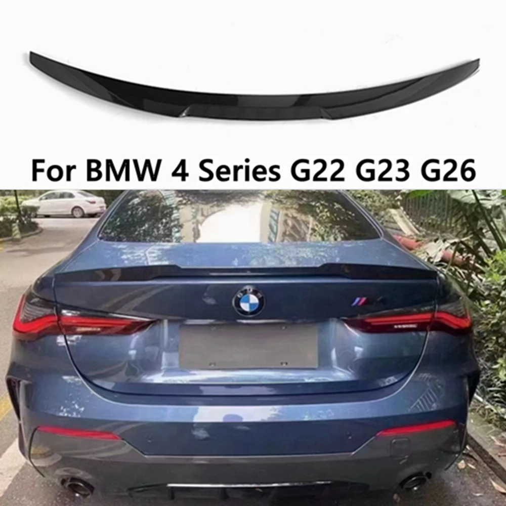 

For BMW 4 Series G22 G23 G26 2020+ Gloss Black M430i M440i M Sport ABS M4/PSM Style Rear Bumper Lip Trunk Spoiler Wing