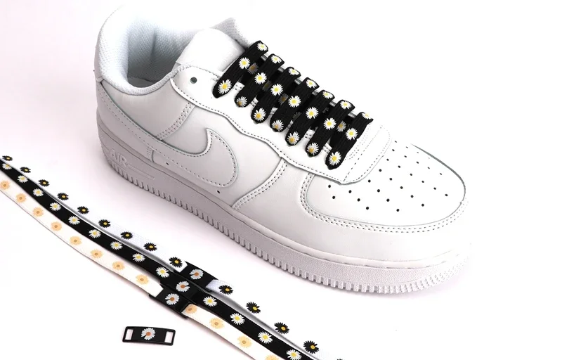 Kleine Gänseblümchen Schnürsenkel Cartoon Druck Mode Unisex Flache Schnürsenkel High-Top Canvas Sneakers Schnürsenkel AF1 Sport Schnürsenkel – Detail 2
