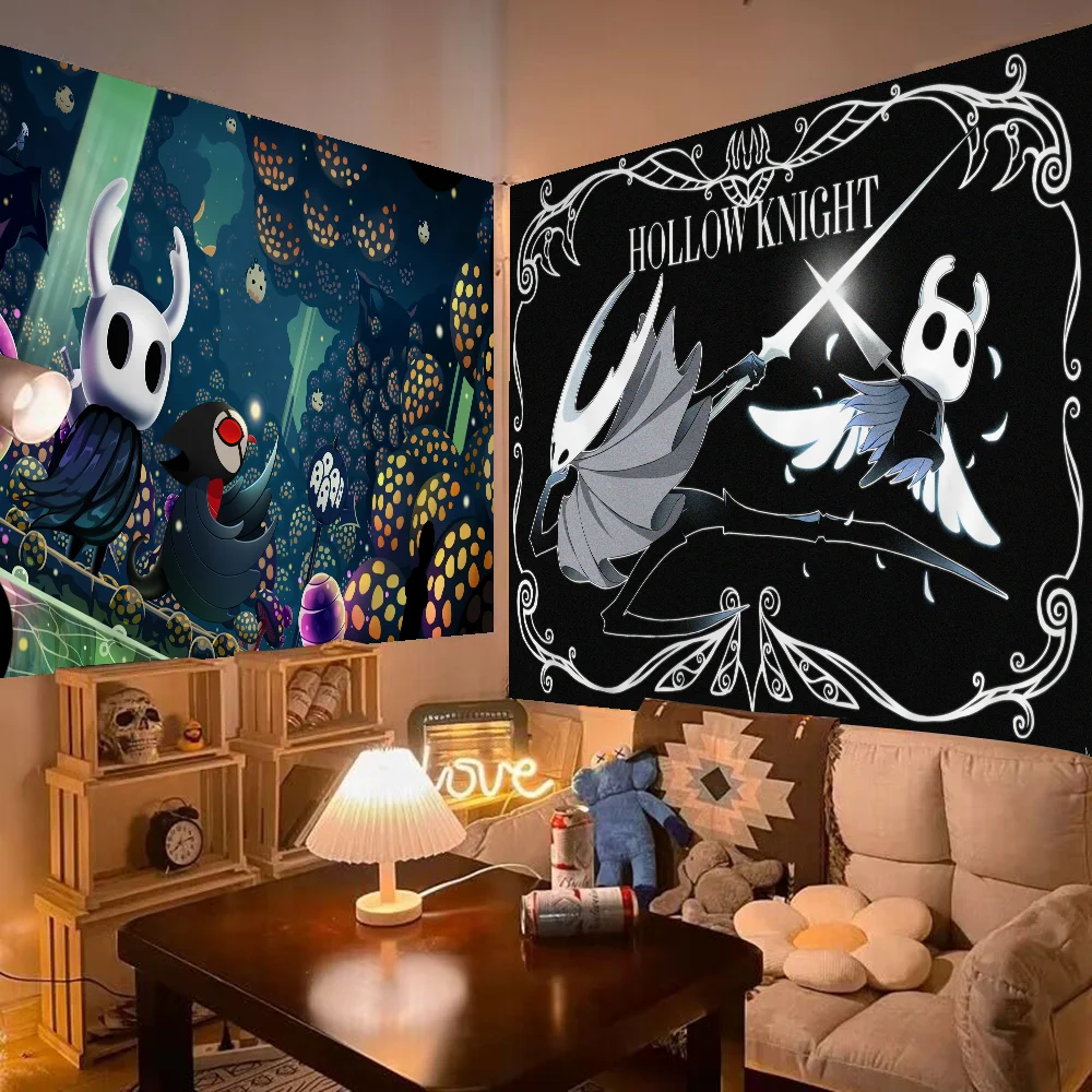 H-Hollow Knight Game Tapestry Anime Tapestry Hanging Tarot Hippie Wall Rugs Dorm Wall Hanging Sheets