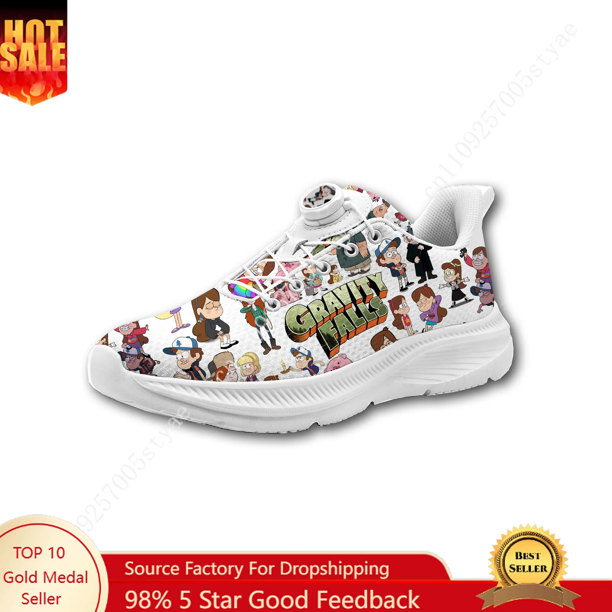 

Disney Gravity Falls Sneakers Mans Womans Rotating Button Without Laces Running Shoes Outdoor Sports Personalized Custom Shoes