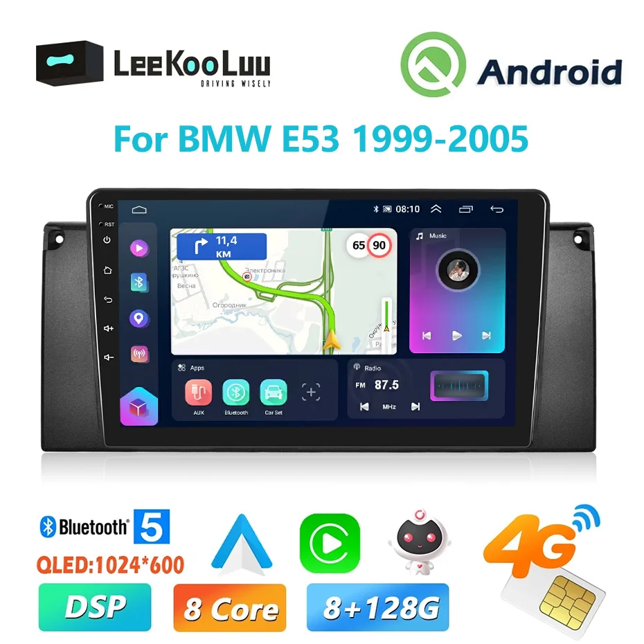 

LeeKooLuu Android 2Din Carplay Car Radio For BMW E53 1999-2005 Multimedia Video Player Stereo GPS Navigation 4G Wifi DSP 8G+128G