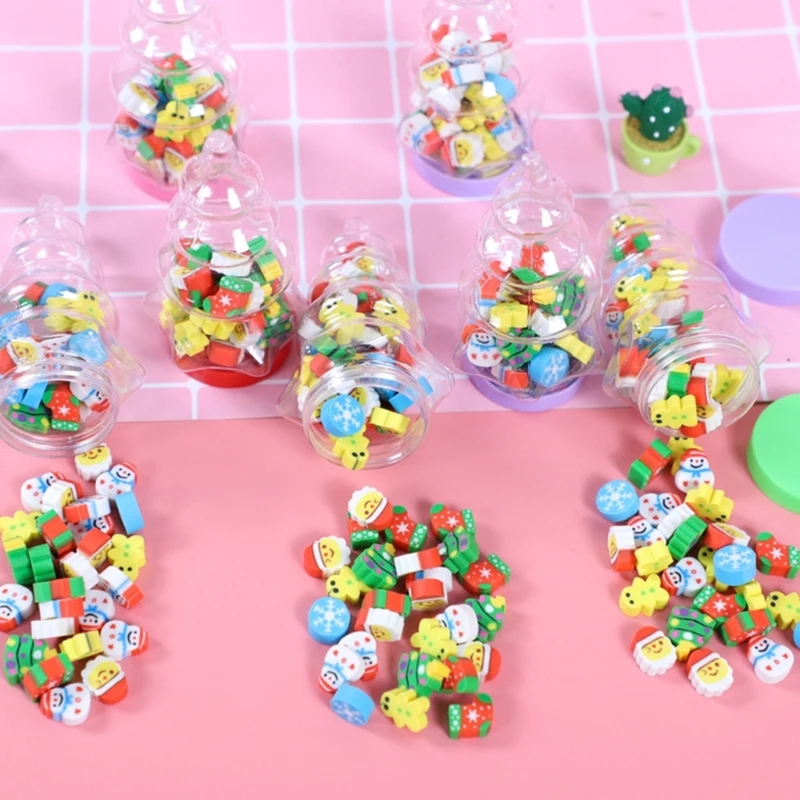 230 шт. рождественские ластики в бутылке для детей, мальчиков и девочек, праздничный подарок, резиновые ластики на тематику, для