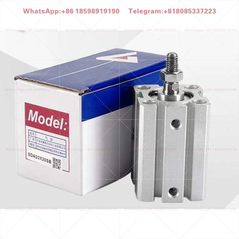 Magnetic Thin Mini Pneumatic Cylinder SDA16X10B External Thread Compact Air Actuator For Automated Equipment Control