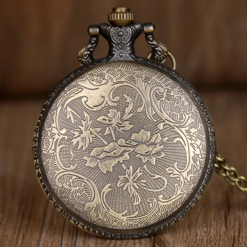 Retro Bronze Owl Pattern Design Quartz Pocket Watch with Necklace Chain Leisure Pendant Gift Men Women Clock