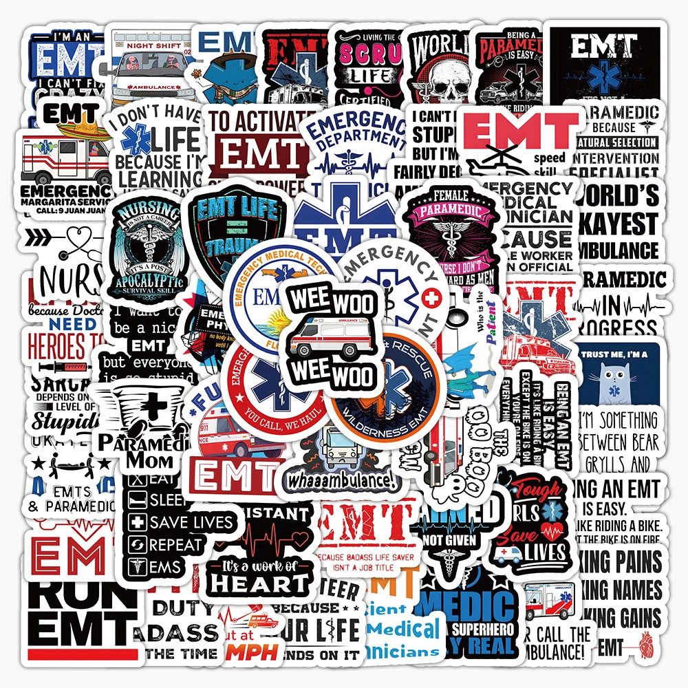 10/30/50/106PCS Doctors Nurses Emergency Medical Technician Stickers Graffiti Decorative Luggage Skateboard Waterproof Stickers