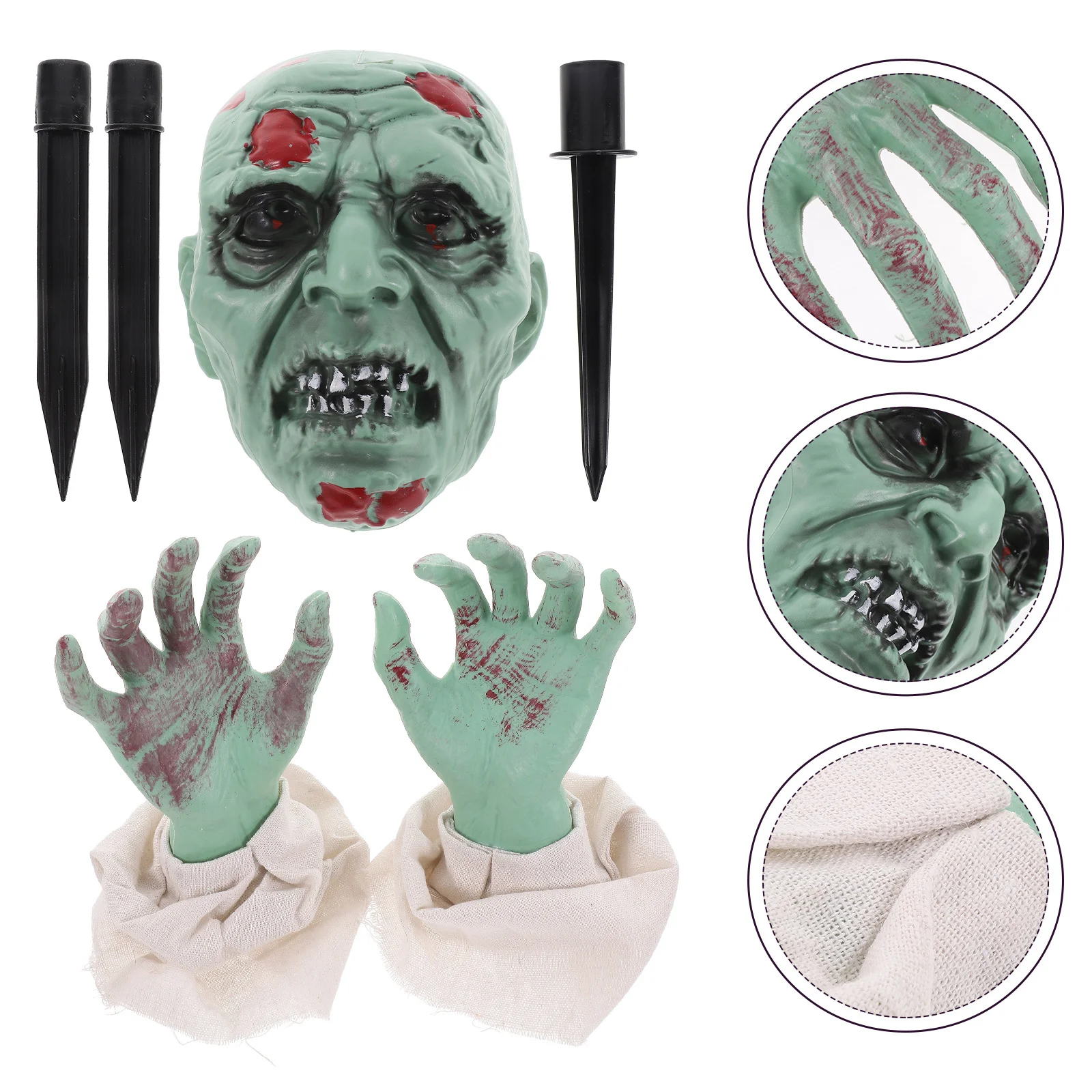 مجموعة واحدة من زينة حديقة الهالوين ذات الرأس الواقعي لتخطيط المشهد المخيف في الهواء الطلق وديكورات حديقة الهالوين