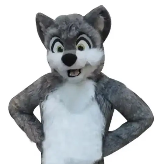

Grey Husky Dog Fox Wolf Mascot Costume Fursuit Halloween Christmas Fancy Party Dress Cartoon Fur Outfit Suit Carnival Unisex