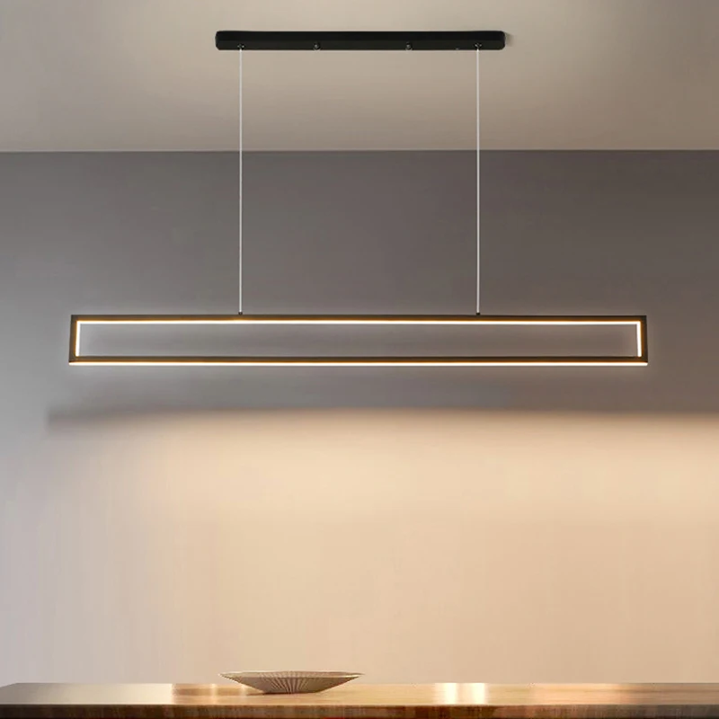 

Modern Led Pendant Lights For Dining Room Living Kitchen Office Bar Cafe Rectangle Home Indoor Lighting Long Strip Hanging Lamps