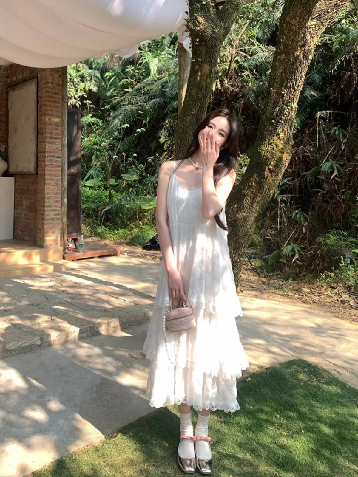 Vestidos femininos de linho em camadas com cordão maxi saia verão à beira-mar relaxado boêmio luz respirável confortável férias piquenique