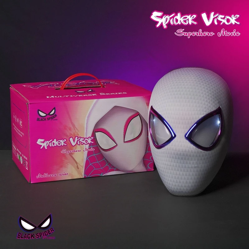 Máscara de pestañas Miles Spider-Man, tocado, Cosplay, ojos móviles, máscara electrónica, juguetes de Control remoto, disfraz de Cosplay, regalos para niños y adultos