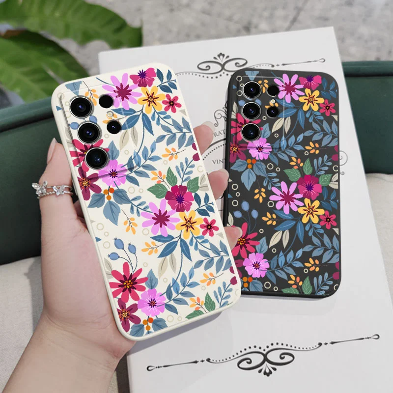 Beautiful Flowers Phone Case For Samsung Galaxy S24 S23 S22 S21 S20 S10 S10E S9 Ultra Plus FE Note 20 Ultra 10 9 Plus Cover