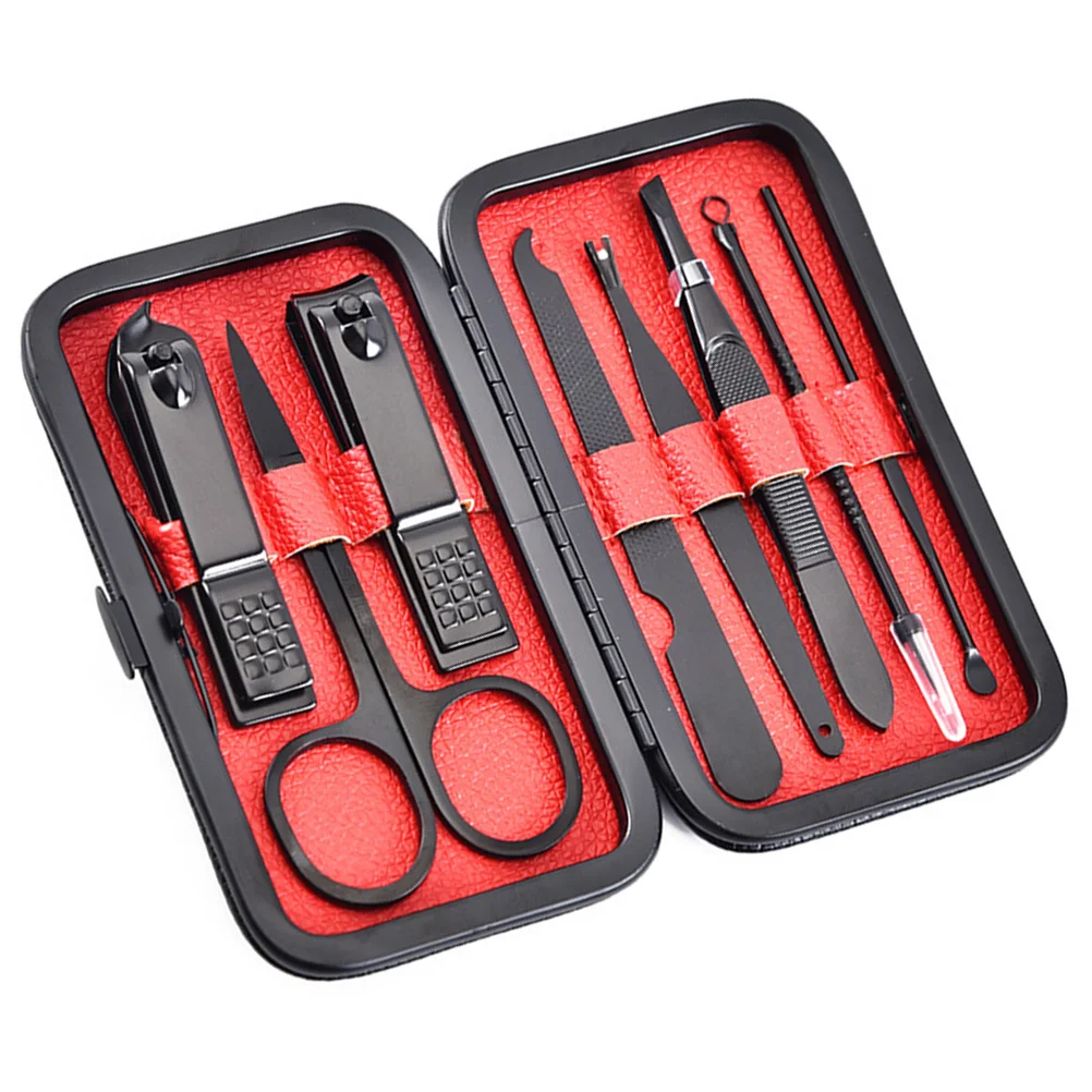 1세트 스테인리스 스틸 클리퍼 트리머 파일 키트 매니큐어 페디큐어 내구성 있는 그루밍 필수품 금속 케어 세트 매니큐어 도구