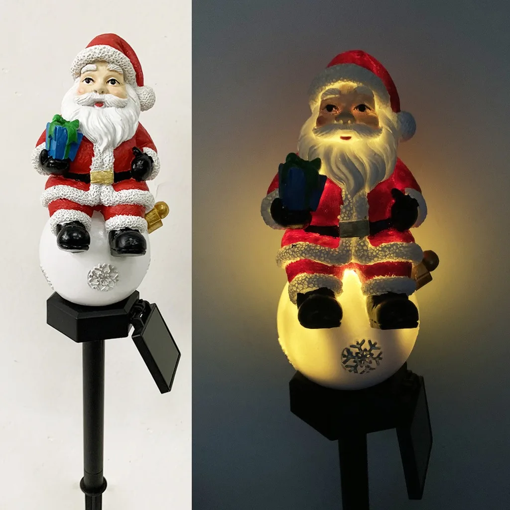 Christmas Snowman Light Festive Solar Garden Stake Light Outdoor Led Garden Light Warm Yellow For Garden Porch Snowy Outdoor
