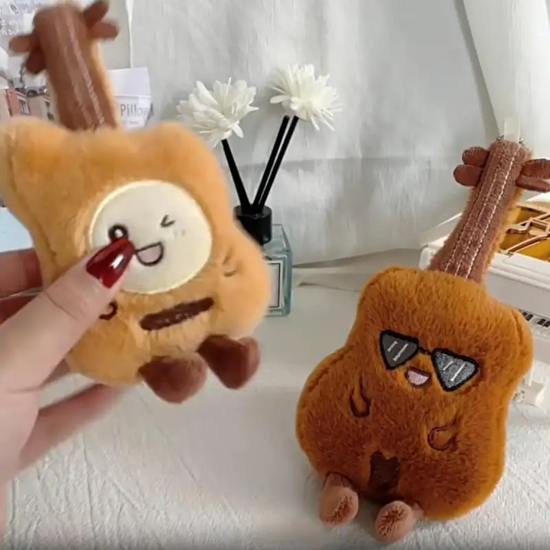 1 pezzo carino pipa chitarra peluche portachiavi ragazze soffice morbido violino bambola zaino ciondolo ciondoli borsa decorazione regali