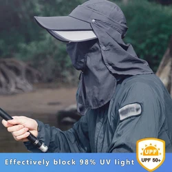 3PCS Men Bucket Hat with Shawl and Face Cover Summer Anti-UV Outdoor Hiking Fishing Hat Removable Face Neck Protection Panama