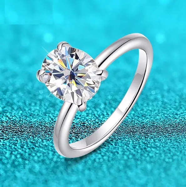18k Plated 2/3ct Moissanite Diamond Ring for Women Oval Fancy Cut Bridal Sets Solitaire Wedding Promise Band 925 Silver Jewelry