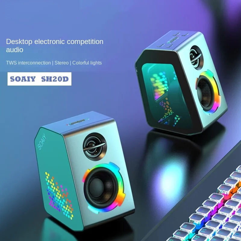 Desktop Computer Audio E-Sports Bluetooth Speaker TWS Super Dynamic Bass Boost Stereo RGB Lamp Effect