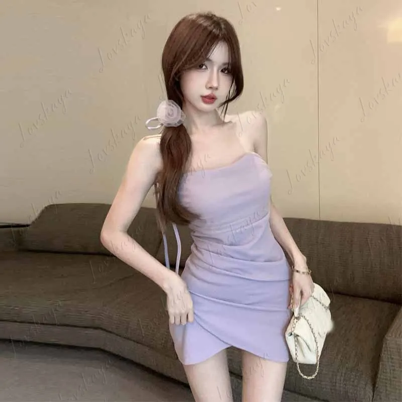 

Платье-бандо Sweet Pure Desire с открытой спиной, плиссированное, асимметричное, облегающее