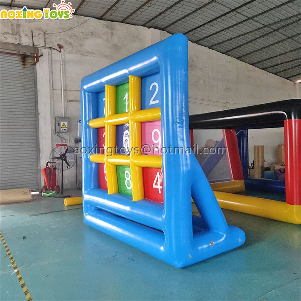 Commercial Outdoor Fun Sports Giant 9 Squares Inflatable Football Board Kids Soccer Door Gate Game For School Sports Meet Party