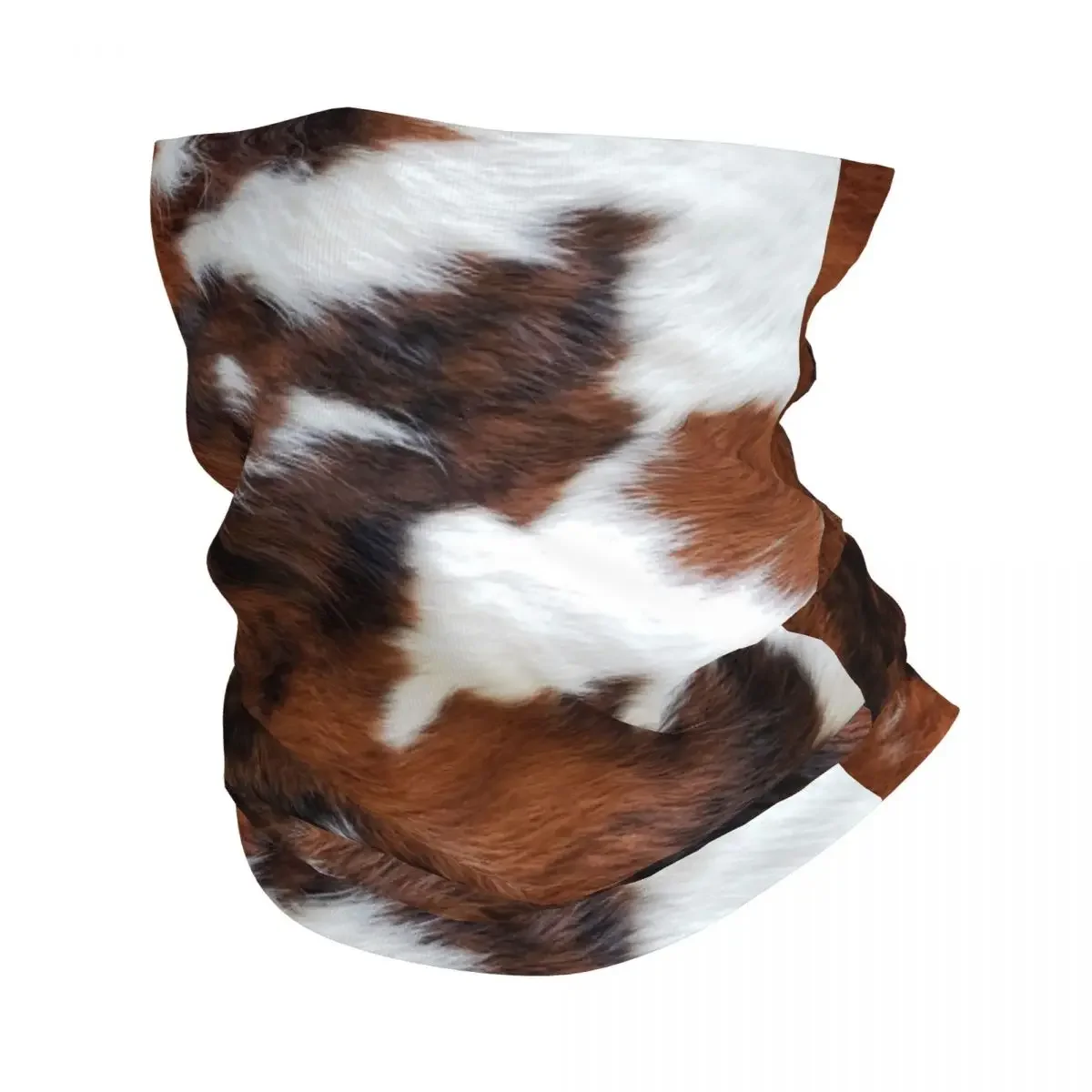 Cowhide Leather Bandana Winter Neck Warmer Women Windproof Wrap Face Scarf for Ski Animal Fur Texture Gaiter Headband