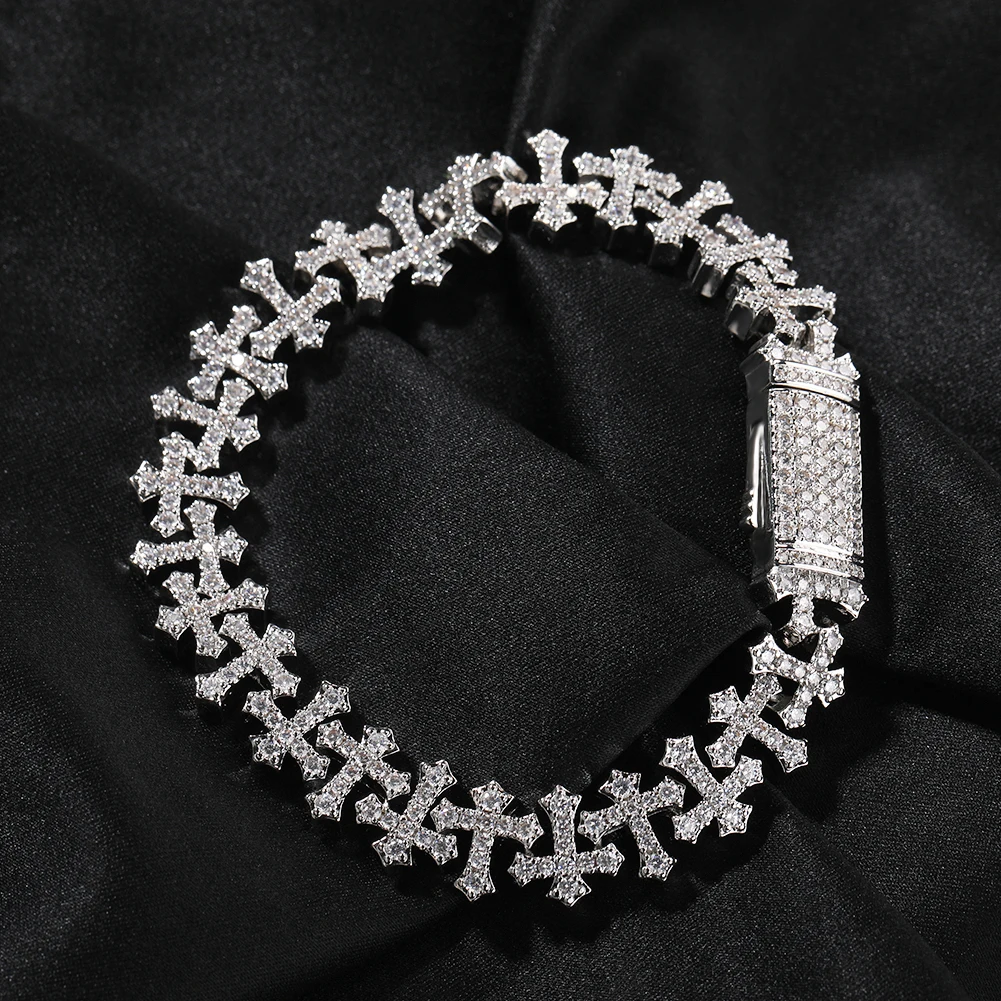 Uwin Full Cross Bracelet Iced Out CZ Fashion PersonalizedTennis Chain Fashion Punk Jewelry