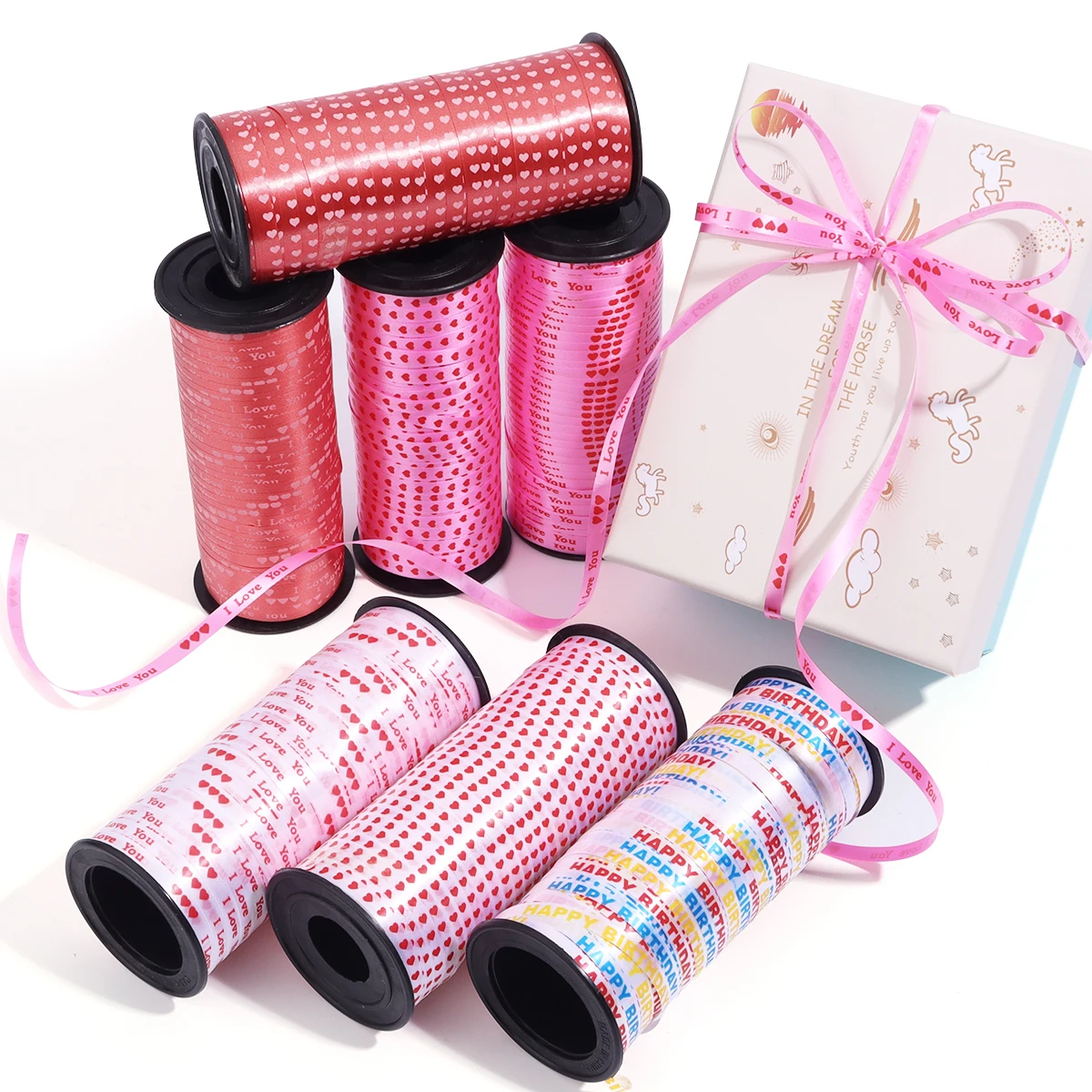 

100Yards/Roll Glitter Curling Ribbons Balloon Ribbons Gift Wrap Ribbons for Crafts Christmas Birthday Wedding Party Decoration