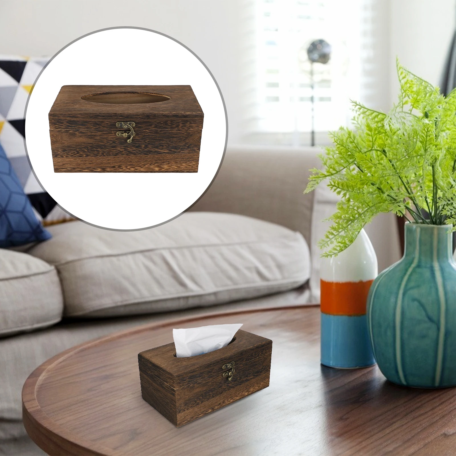 

Wooden Tissue Box Home Napkin Holder Retro Style High Quality Wood Material Living Room Desktop Hotel Cafe Scene