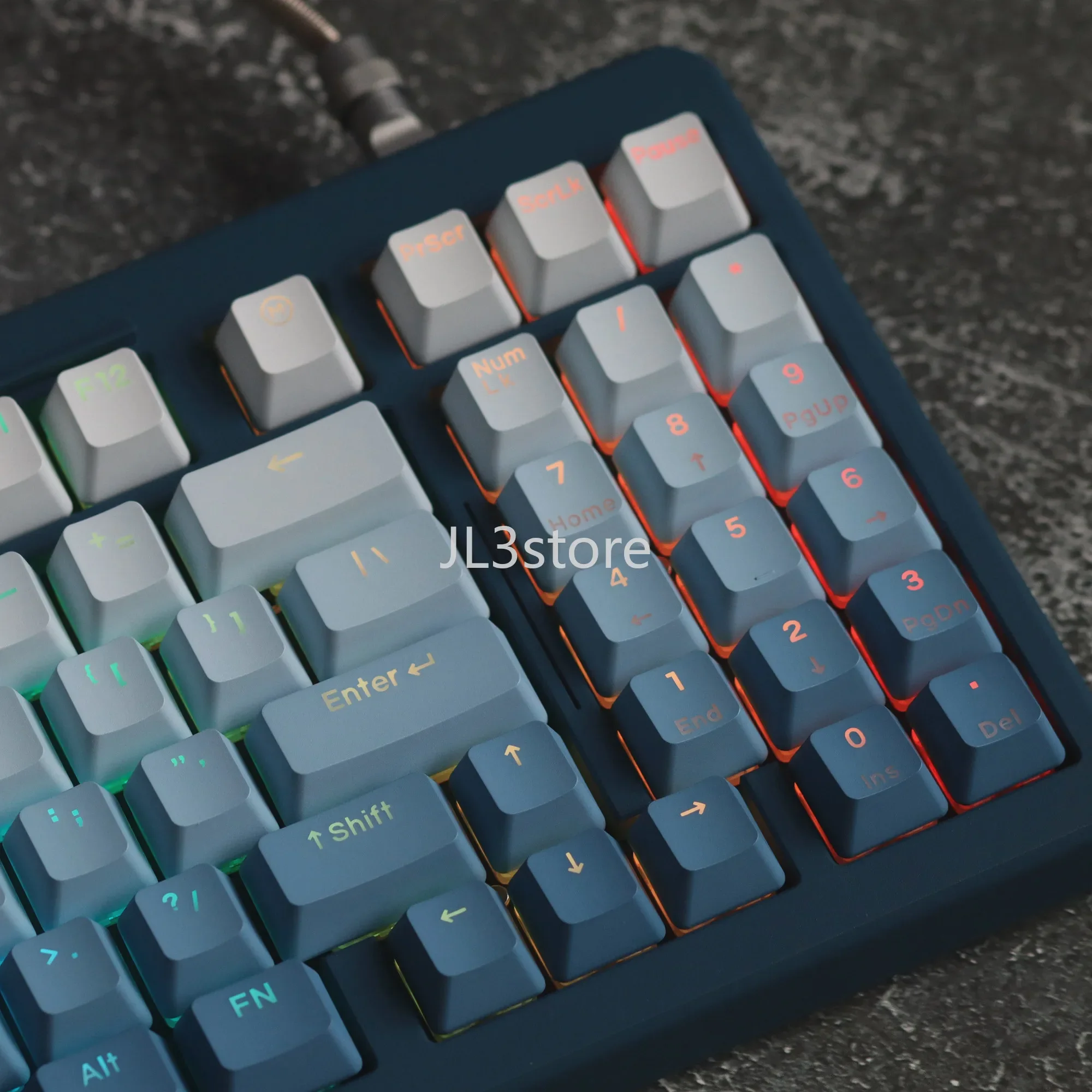 Fog blue front side engraved light OEM height 68 980 75 87 Customized mechanical keyboard keycaps