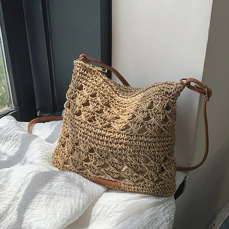 Borse a tracolla Casual da donna in paglia borsa a tracolla intrecciata a mano borsa da spiaggia estiva semplice piccola Tote Bali borse 2024