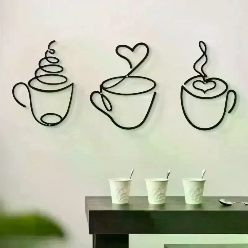 1PC Creative Coffee Wall Hangings Coffee Shop Decorations Interior Wall Decorations Wall Hanging Iron Paintings