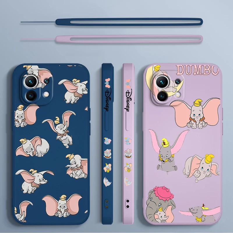 Disney Dumbo Elephant Cute Phone Case For Xiaomi 14 13 12 11 10 T Pro Ultra Lite 5G Liquid Left Rope 5G Soft Cover