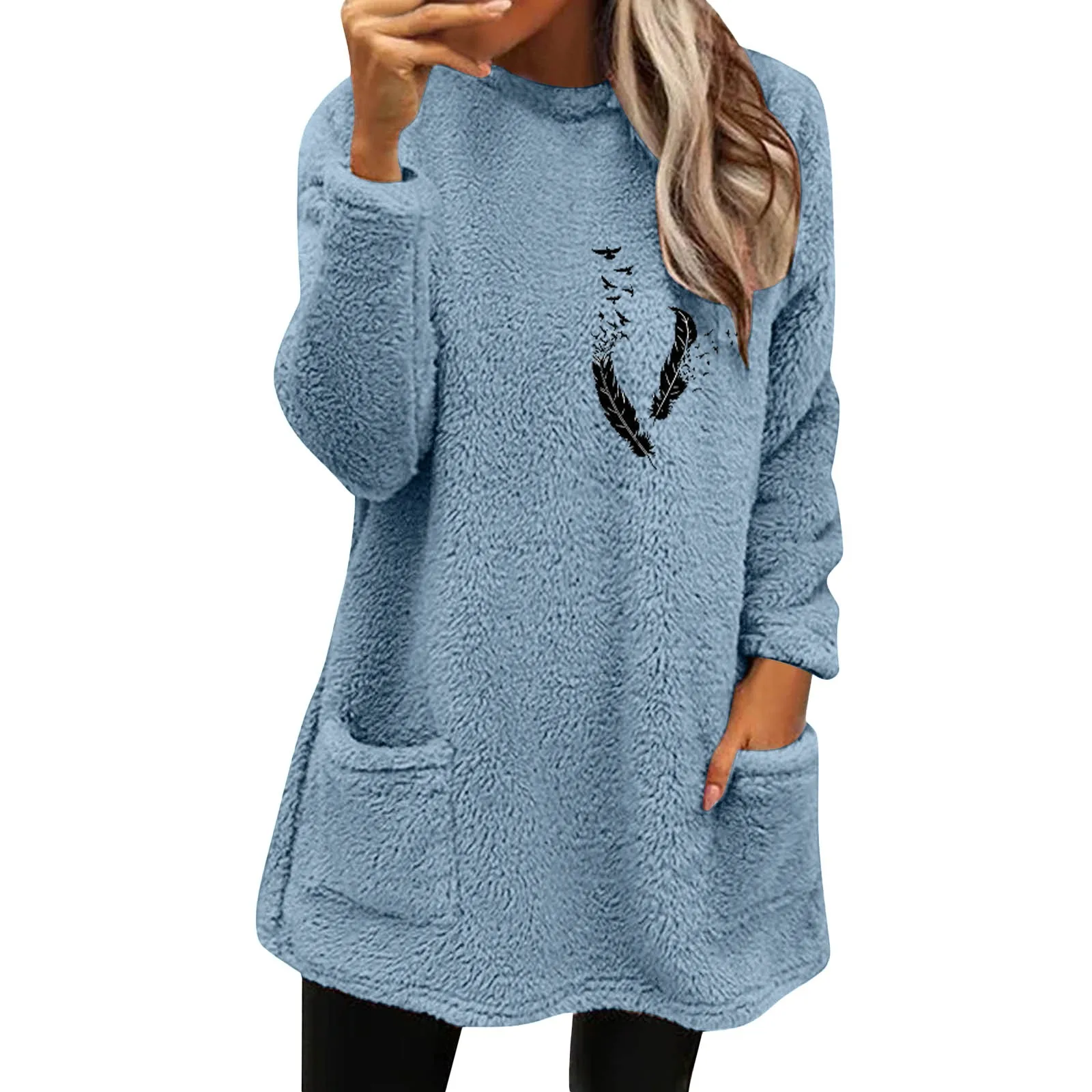 Womens Winter Coat Loose Wool Jacket Long Sleeved Jumper Ladies Hooded Sweatshirts Light Hoodie Full Zip Hoodies Women Zippe