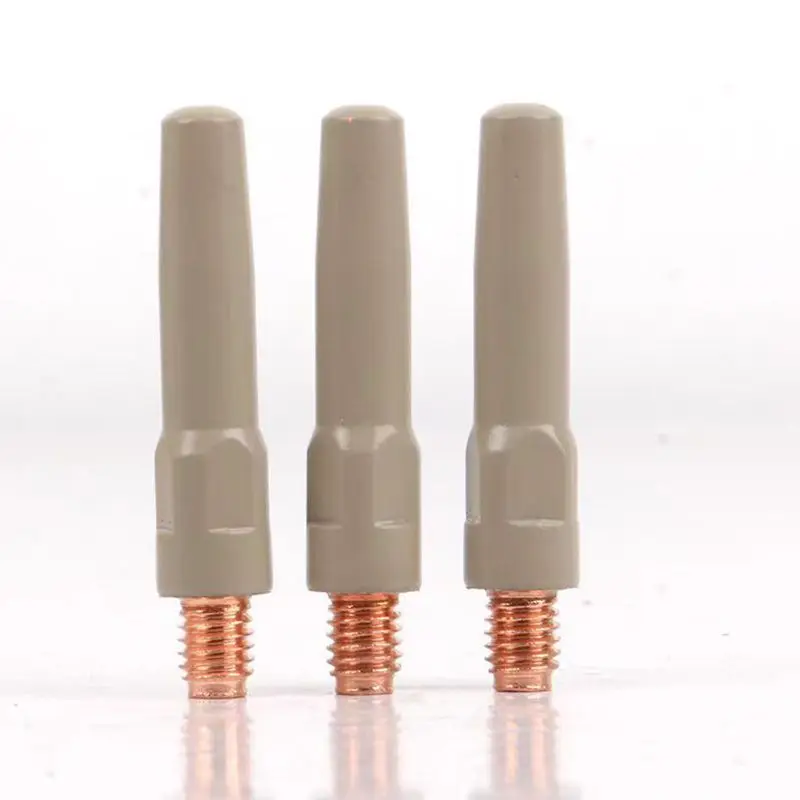

10pcs New Coating Protect Welding Contact Tips 45mm 0.8/1.0/1.2mm MIG Nozzle Tip Conductive Copper Welding Tool Parts