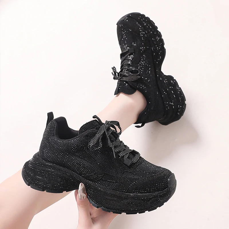 

Tianxing Water Diamond Thick Bottom Trendy Dad Shoes Women Comfortable Breathable Heightening INS Fashion Casual Shoes Women