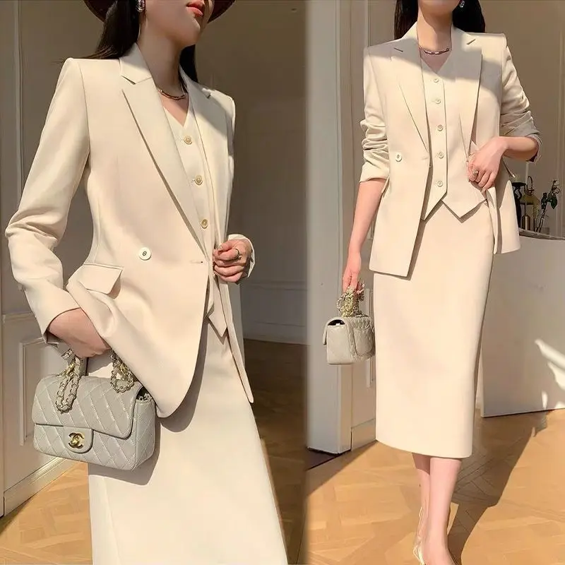 Fashionable Women's Suit Spring and Autumn New High-end Top Vest Age Reducing Pants Three Piece Set